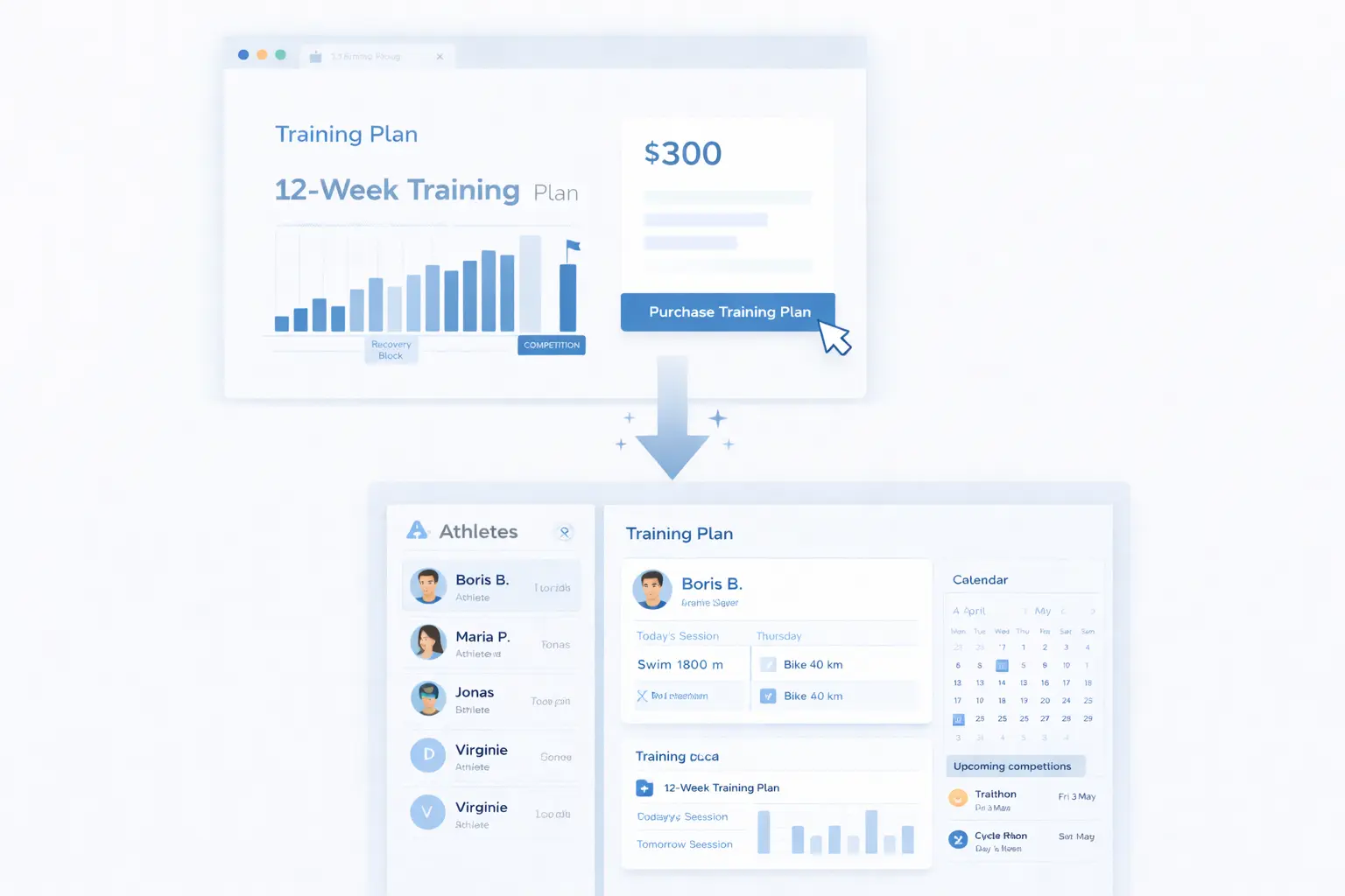 vente plan d'entraînement via application de coaching sporti
